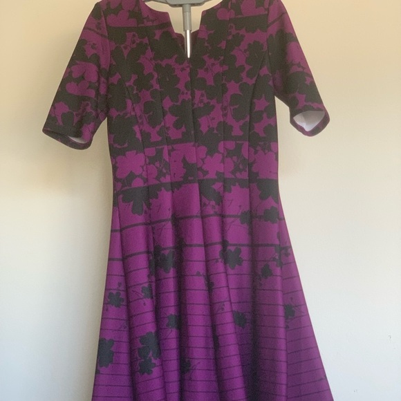 Julian Taylor New York Purple & Teal Circle Skirt Dress, 10 - Picture 1 of 9